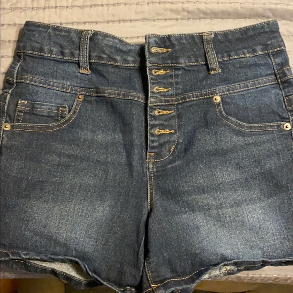 Button up denim shorts